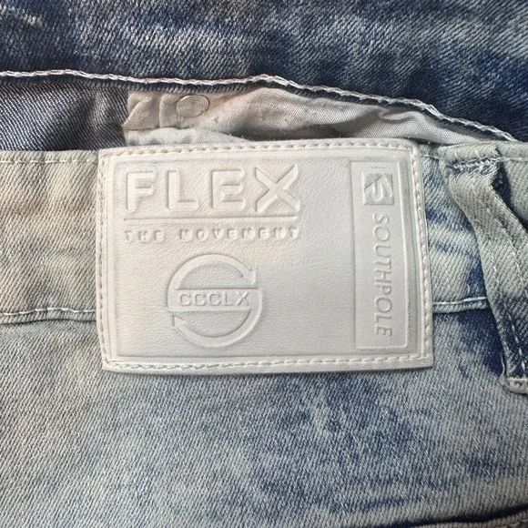 Southpole Jeans Mens 36x32 Light Blue Flex Movement Acid Wash Straight Leg Denim - Picture 5 of 10